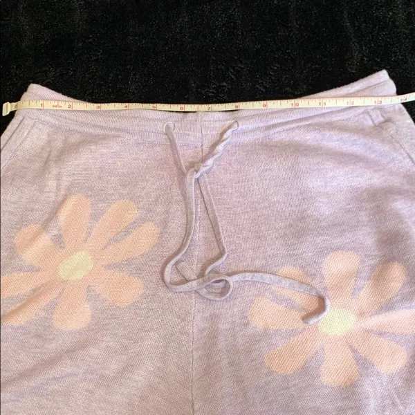 Ekouaer Purple Floral Knit Lounge Set Long Sleeve Top Shorts 2-Piece Medium - Image 7