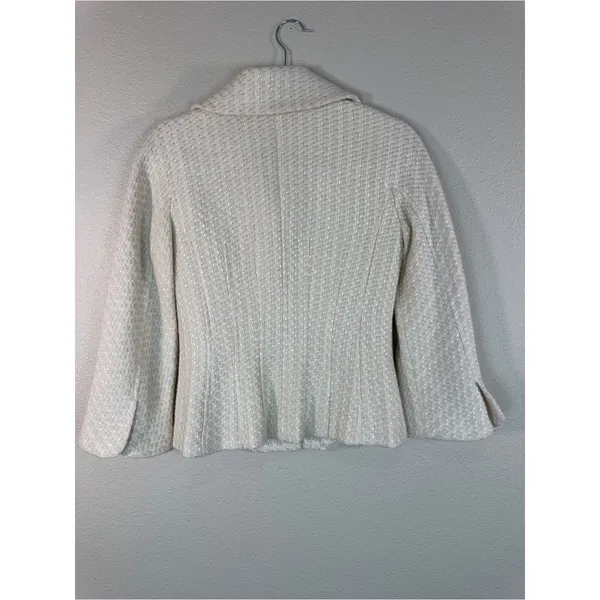 Ann Taylor Cream Wool Blend Blazer Jacket Womens 2 Retro Jackie O Classic Glam - Image 3