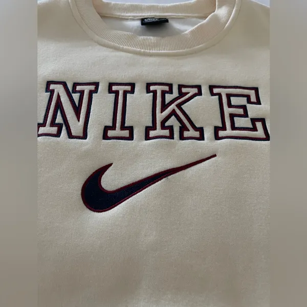 Vintage Nike Crewneck Sweatshirt In Cream Size XL - Image 5