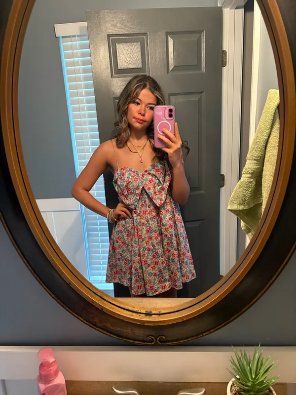 Storia Hazel and olive Cherry blossom mini dress - Image 3