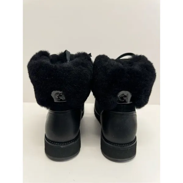 Cole Haan Winter Fur Boots Size 7.5B Womens Waterproof‎ Black Lugged Sole - Image 6