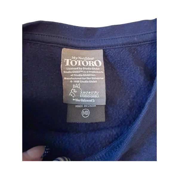 Her Universe Studio Ghibli My Neighbor Totoro Blue Colorblock Sweatshirt M - Image 2