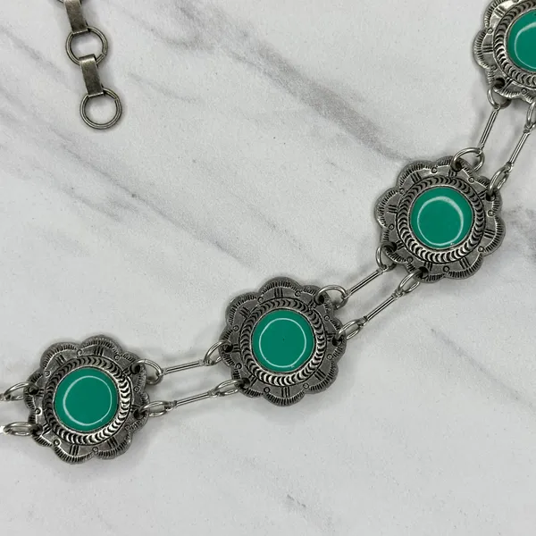 Flower Concho Western Turquoise Enamel Belt OS ✨ - Image 6