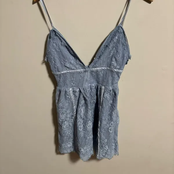 NWOT Superdown x Revolve Mandy Lace Flare Dress in Dusty Blue- Size XS - Image 6