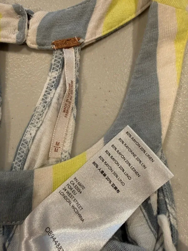 Free People Mini Dress Womens Medium Boho Flowy Euro Summer Festival Indie Linen - Image 4