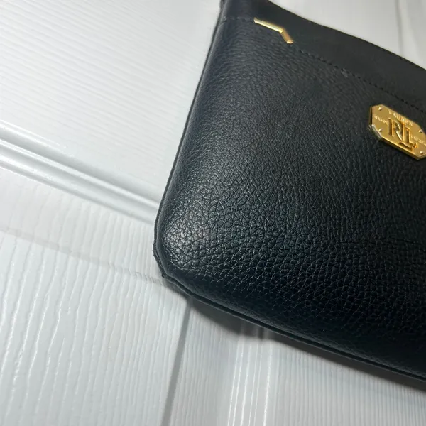 Lauren Ralph‎ Lauren Black Faux Leather Crossbody Bag Small Gold Hardware - Image 4