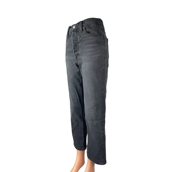 Levi's Women's Gray High Waisted Ribcage Straight Ankle Denim Jeans Pants Sz 26 - Image 3