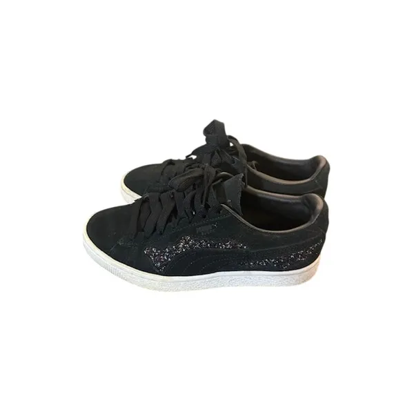 Puma Black Swarovski Crystal Suede Low Top Sneakers Women Sz 6 - Image 4