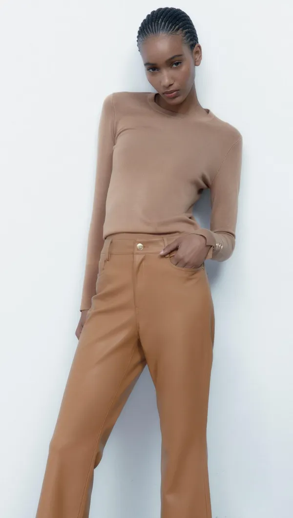 Faux Leather Mini Flare Pants - Image 5