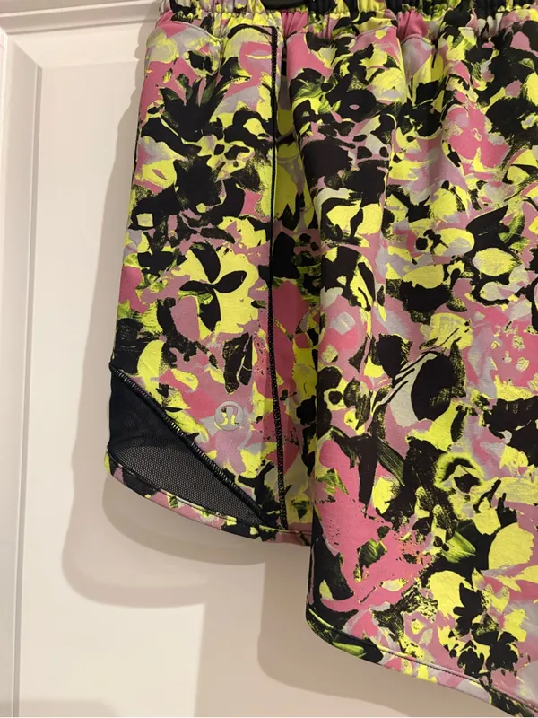 lululemon athletica Neon Yellow & Pink Floral Hotty Hot Shorts - Image 6