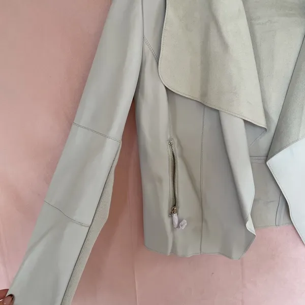MOVING SALE!! Beautiful grey faux leather blazer - Image 3