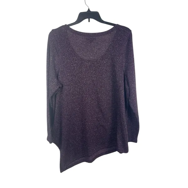Lane Bryant Purple Sparkle 3/4 Sleeve Lightweight Asymmetrical Sweater 22/24 - Image 2