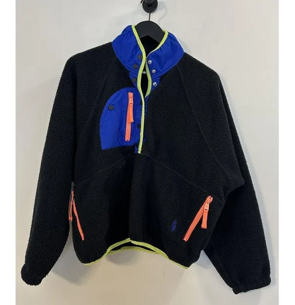 FREE PEOPLE Hit The Slopes Colorblock Pullover Black Sporty Combo Size Medium - Image 6
