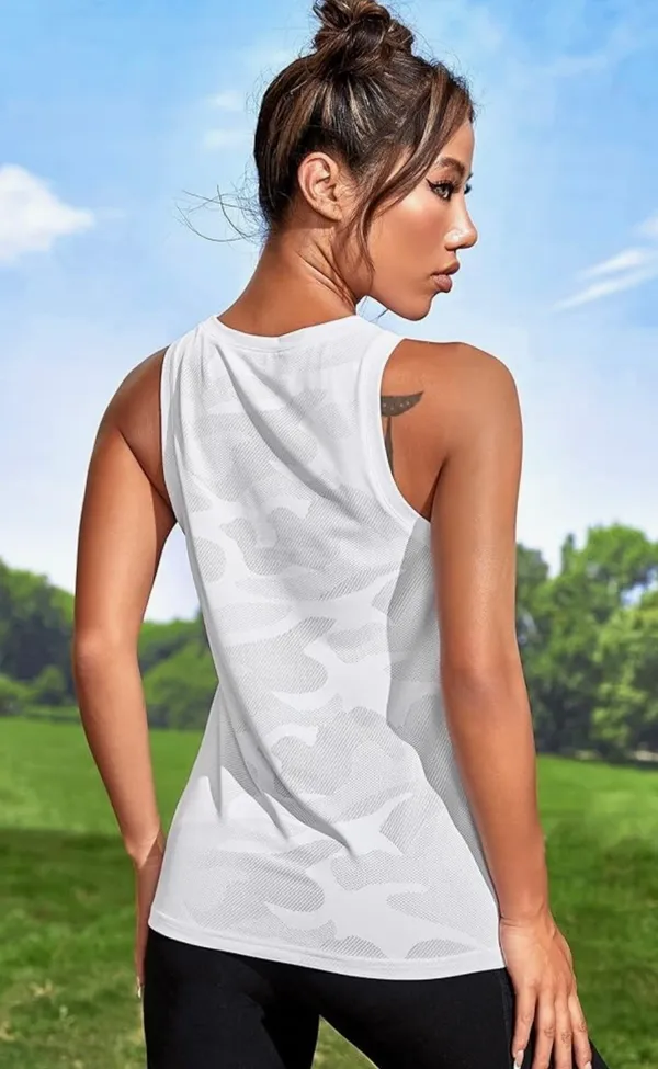 Quick dry workout tank top White - Image 4