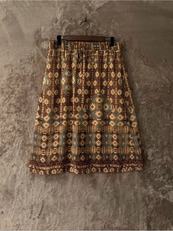 Lapis Geometric Pattern Midi Skirt Women’s Size L Brown and Teal - Image 3