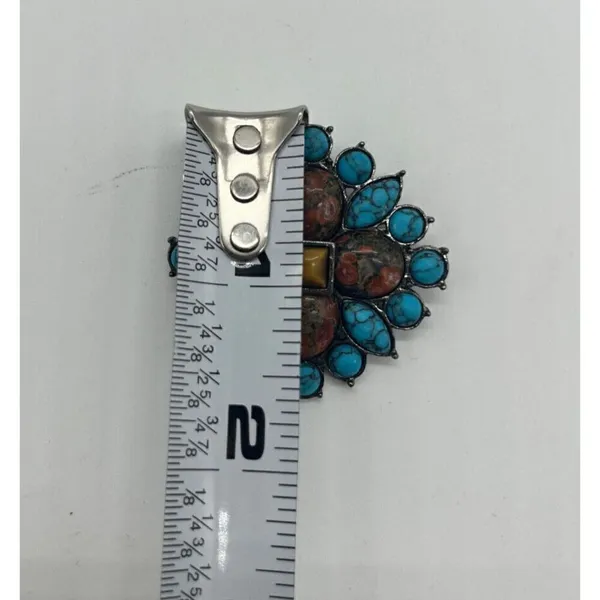 Faux‎ Turquoise & Sunstone Brooch Pin - Image 3