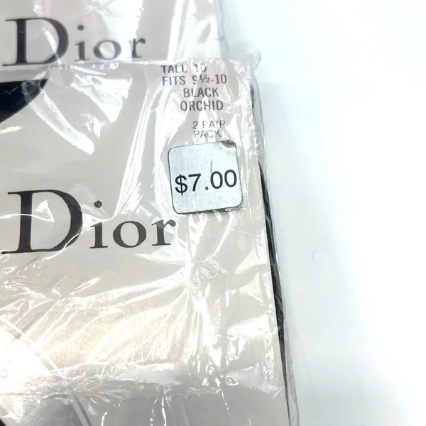 Set of 3 New Vintage Christian Dior hosiery sheer lace thigh-high Black tall 10 - Image 9