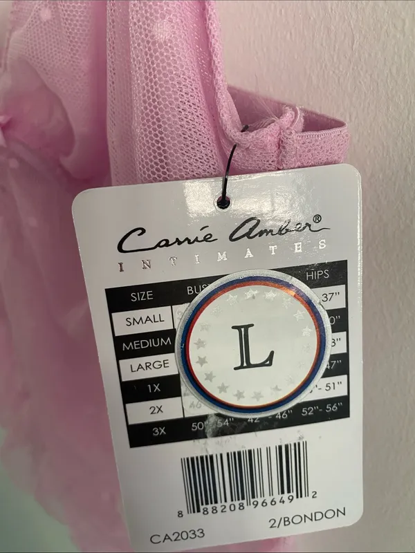 Carrie Amber Sheer Swiss Dot Ruched Bubblegum Pink Cami Shorts Set Size Large - Image 4