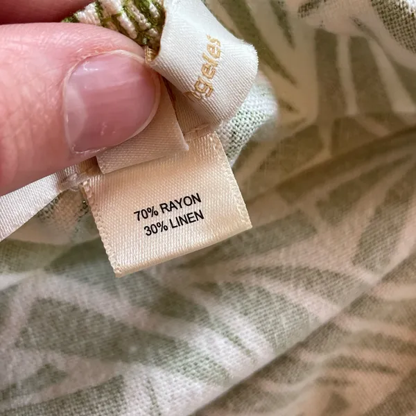 Monteau Los Angeles Women’s S Green Botanical Leaf Print Linen Blend Mini Dress - Image 5