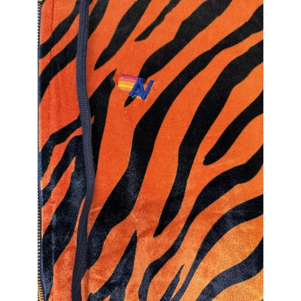 Aviator Nation Classic Velvet Relaxed Zip Hoodie‎ Tiger Print Size Large - Image 10