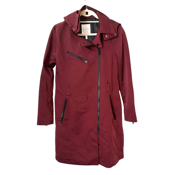 AVEC LES FILLES Moto Water Resistant Long Jacket‎ Maroon *NO BELT* XS - Image 2