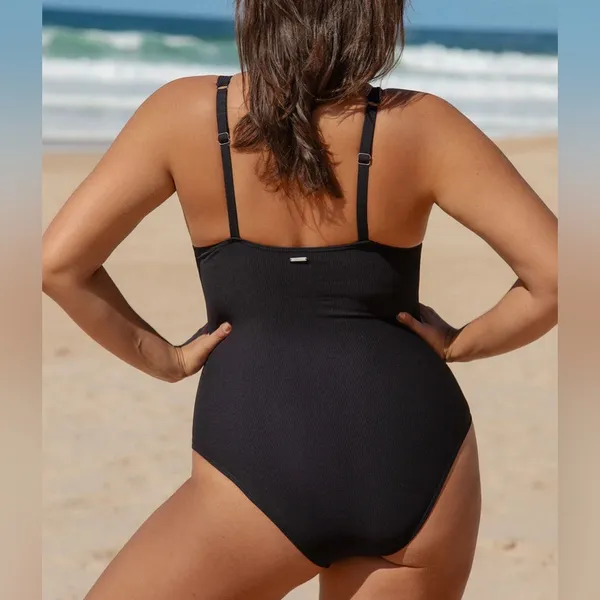 Berlook Black Cutout Tie Plus Size One-Piece Swimsuit - Image 6