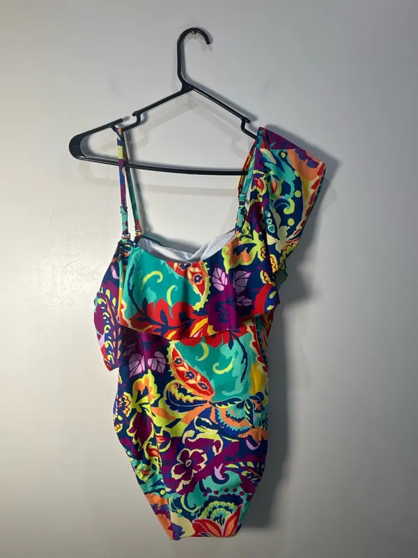 Tahari One Piece Swimsuit XL Tropical Floral Hawaiian Coastal Resort Swimwear - Image 3