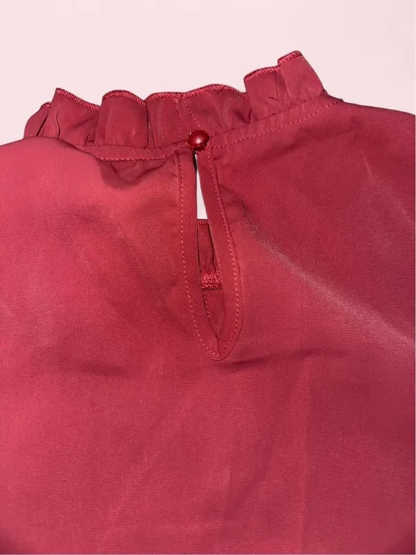 SHEIN Maternity Coral Pink/Salmon Tie-Front Belt Blouse - Image 7