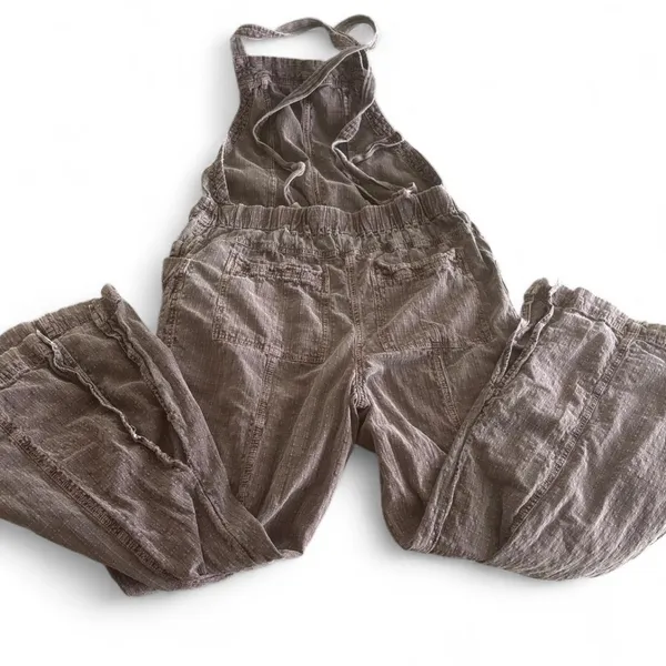 Free People Brown Plaid Utility Overalls Jumpsuit Size Medium - Image 6