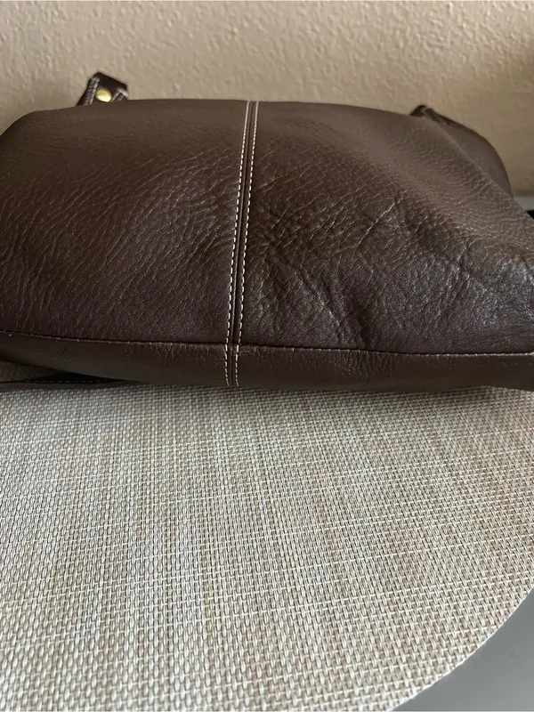 Coach Dark Brown Pebbled Leather Bag with Gold Hardware - Image 6