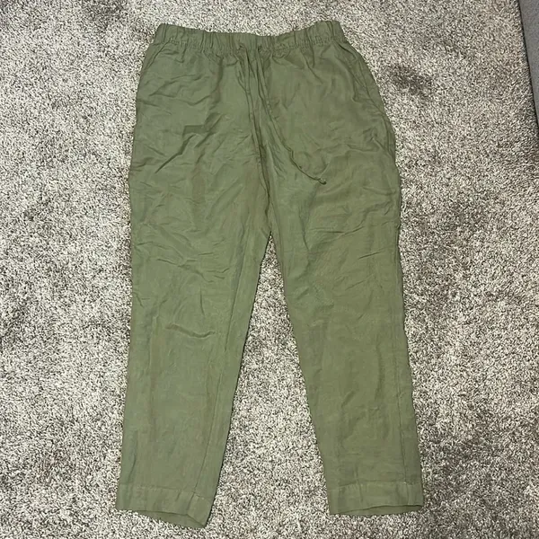 A New Day‎ High Waist Green Linen Blend Capri Pants - Image 3