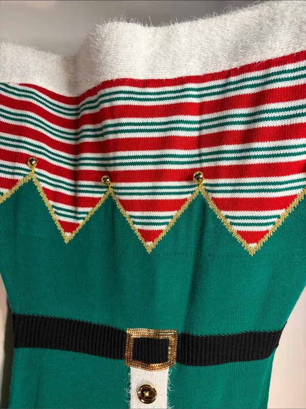 Born Famous NWT Elf Christmas Sweater Dress Jingle Bells Office Party Size L - Image 4