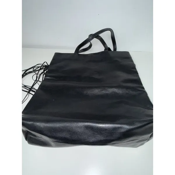 Victorias Secret Limited Edition Flirty Fringe Tote Bag Black Faux Leather Goth - Image 5