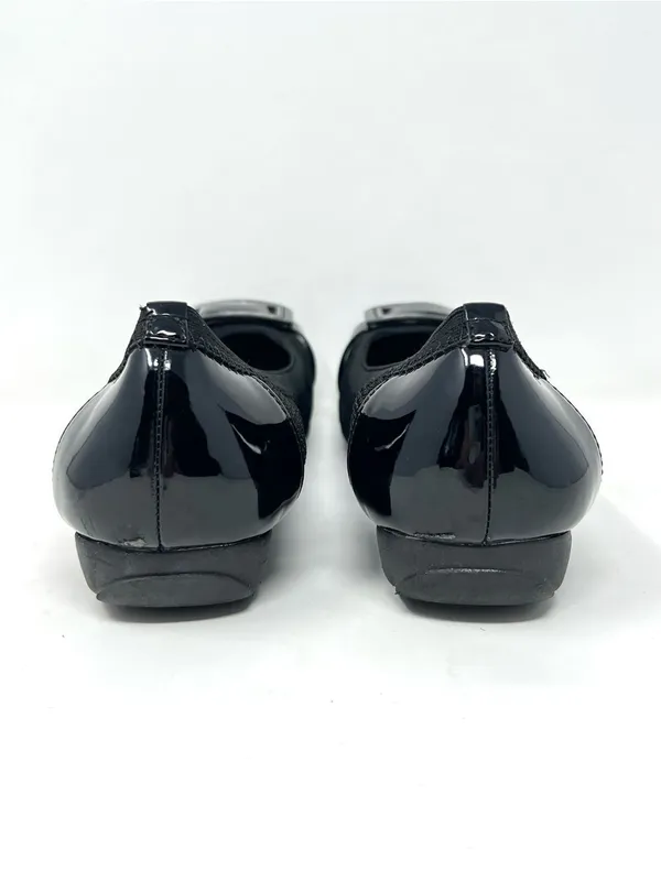 Anne Klein iFlex Akunice Black Knit Patent Ballet Flats Buckle 8M - Image 7