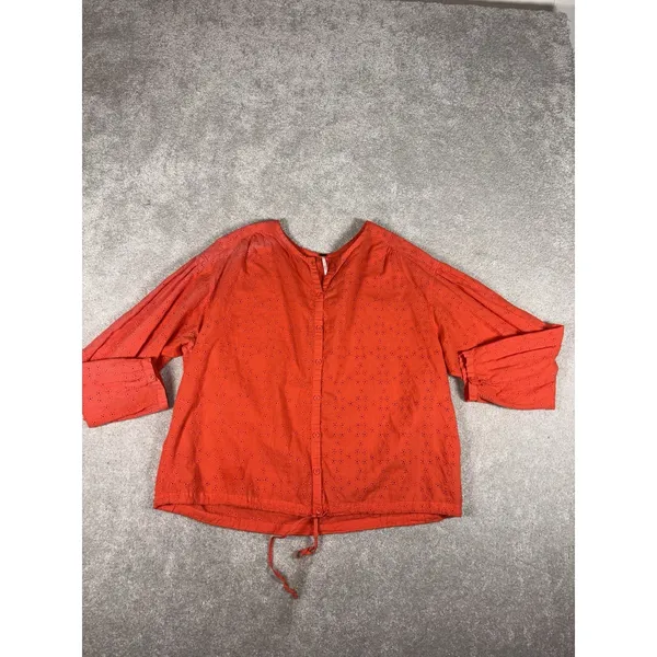 FREE PEOPLE Stars Align Cotton Eyelet Top in Orange Size M *‎ - Image 3