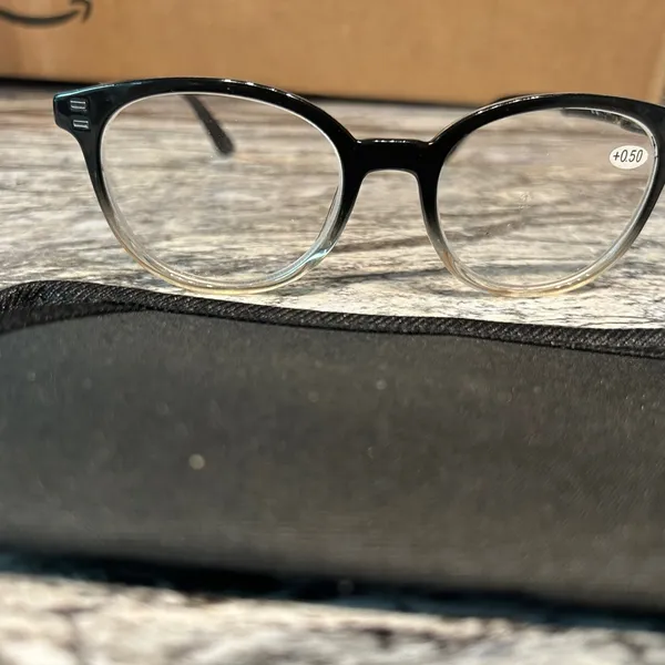 Stylish Black and Clear Reading Glasses with Case .50 includes soft case - Image 4
