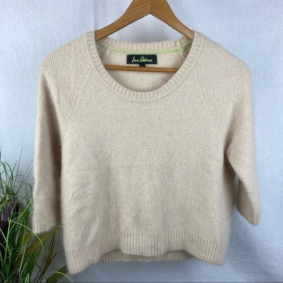 Sam Edelman Tan Angora Blend Soft Cropped 3/4 Sleeve Sweater M - Image 2