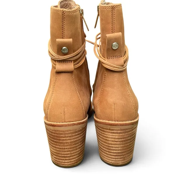 Ugg Oriana Boots Chestnut/Tan Sz 8.5 Side Zip Lace Up Western Prairie Fall - Image 7