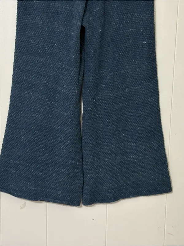 Free People Beach Hailee Knit Pants Blue Wide Leg Lounge Sweater Pants Size S - Image 10