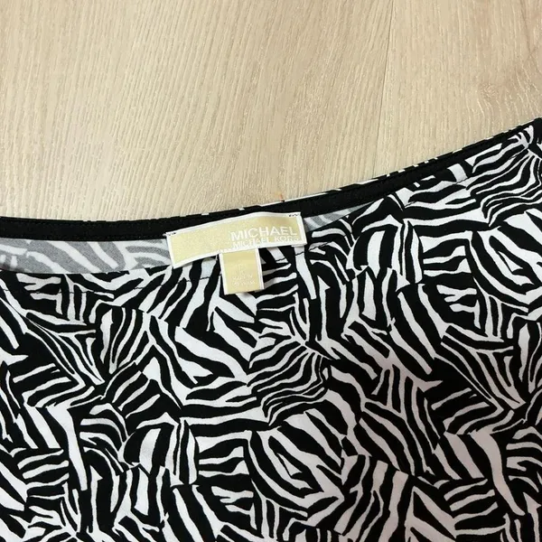 Michael Kors Zebra Print 2 Piece Skirt Set Womens L‎ Black White Side Tie Co-ord - Image 3