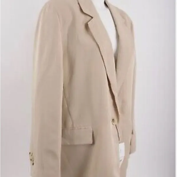 ZARA NEW Women's Size Beige One-Buttoned Long Sleeve Oversized Blazer Jacket Tan - Image 13
