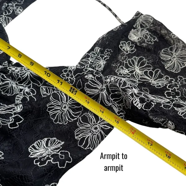 Bossa Concept Black and White Floral Lace Crop Top Maxi Skirt Set Feminine‎ L - Image 12