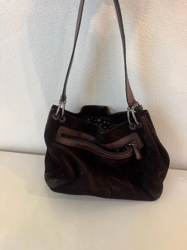 Brighton Brown Suede & Leather Shoulder Bag - Image 3