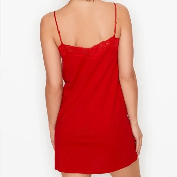 ✨HP✨Victoria's Secret Lipstick Red Pima Cotton Slip✨ - Image 4