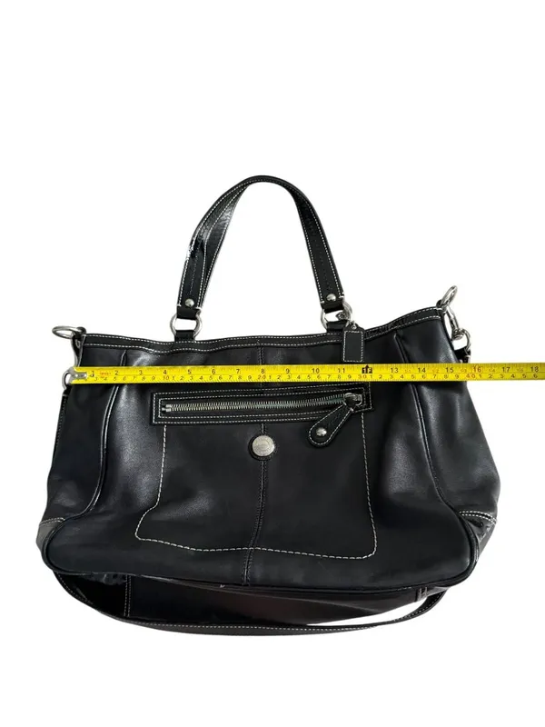 COACH Laura Black Silver Leather Tote Bag w/ Strap - Image 3