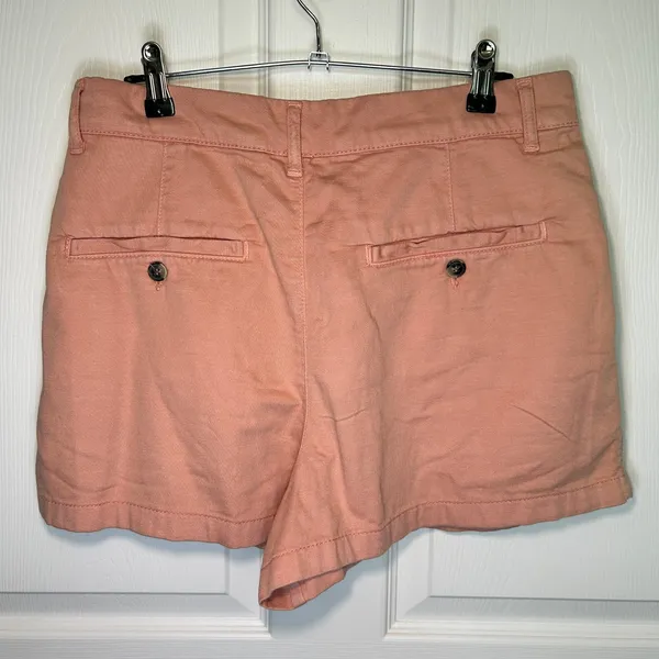 Free People Billie Pleated High Rise Denim Chino‎ Shorts Size 8 Color Rosie Pink - Image 3