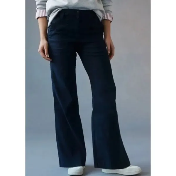 ✨Anthropologie Maeve The Naomi Ponte Wide-Leg Flare Navy Sz 4 Pants✨ - Image 3