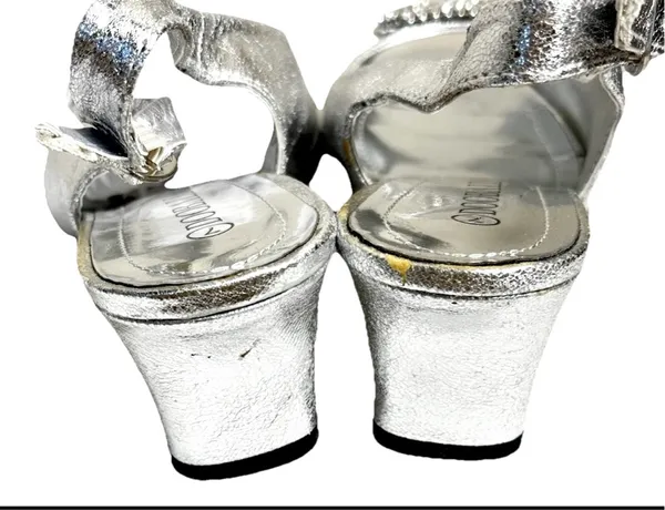 Dooabllo Women’s Vintage Style Silver Peep- Toe Rhinestone Slingback Heels - Image 7