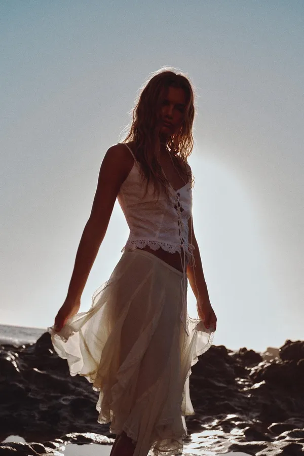 white ZARA floral embroidered tank top - Image 4