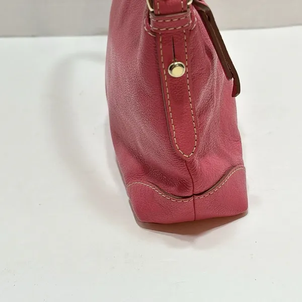 Dooney & Bourke Pink Pebbled Leather Small Shoulder Bag Purse Gold Logo Plate - Image 5